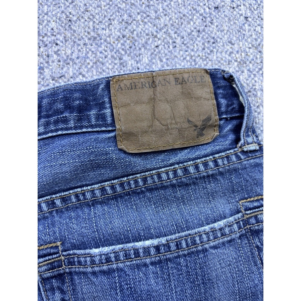 American Eagle Jeans Mens 34x30 Bootcut Medium Wash Blue Denim Distressed Pants - Picture 11 of 11
